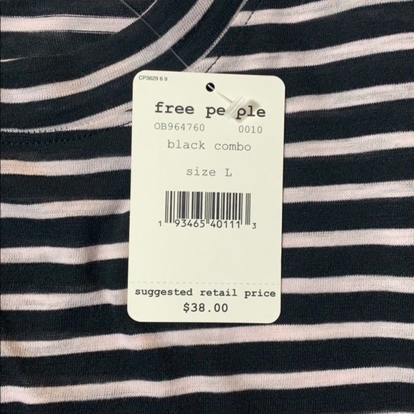 NWT Free People Night Sky Stripe T Shirt Black - Picture 7 of 10